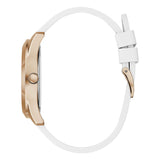 Guess Crush Crystals Gold Dial White Rubber Strap Watch for Women - W1223L3 Buy Now By Guess