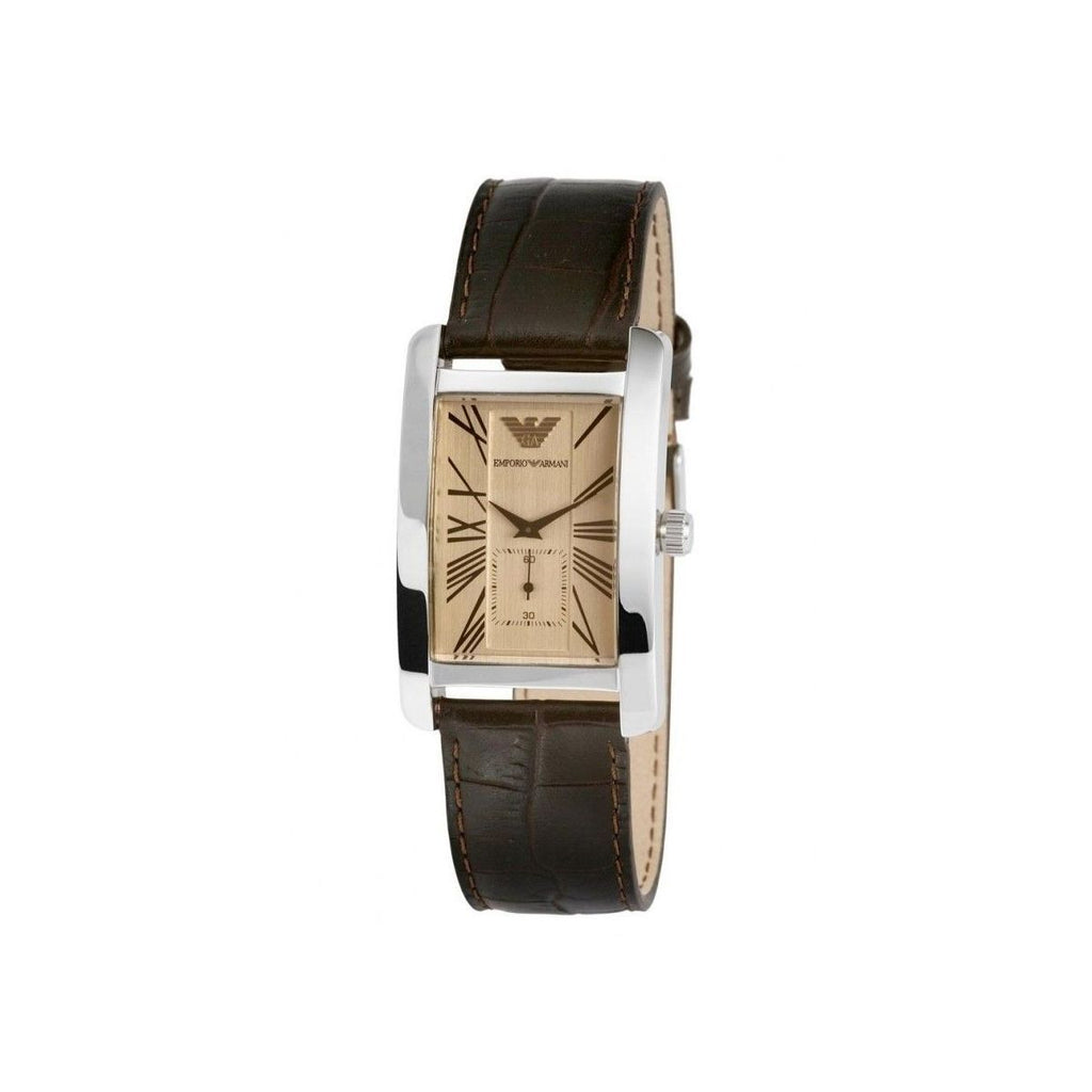 Emporio Armani Classic Beige Dial Brown Leather Strap Watch For Men - AR0154 Buy Now By Emporio Armani