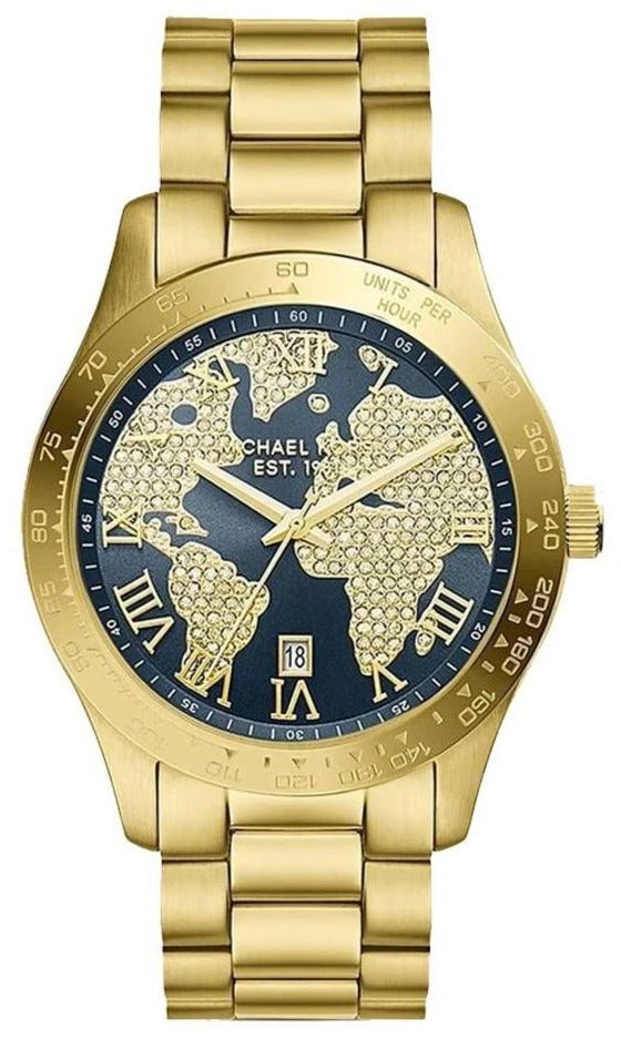 Michael Kors Layton Pave Blue Dial Gold Steel Strap Watch for Women - MK6243 Buy Now By Michael Kors