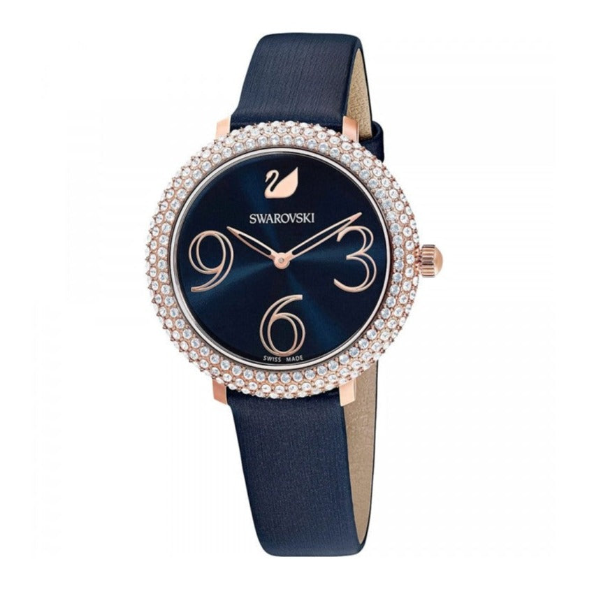 Swarovski Crystal Frost Blue Dial Blue Leather Strap Watch for Women - 5484061 Buy Now By Swarovski