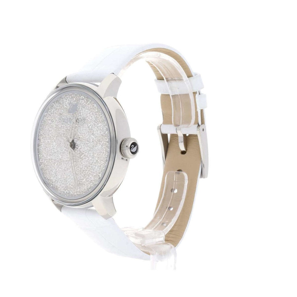 Swarovski Crystalline Hours Silver Dial White Leather Strap Watch for Women - 5295383 Buy Now By Swarovski