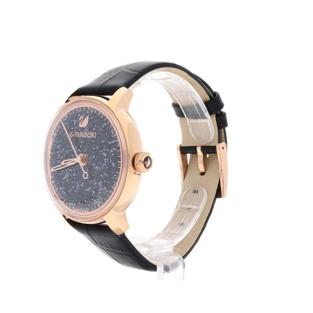 Swarovski Crystalline Hours Black Dial Black Leather Strap Watch for Women - 5295377 Buy Now By Swarovski