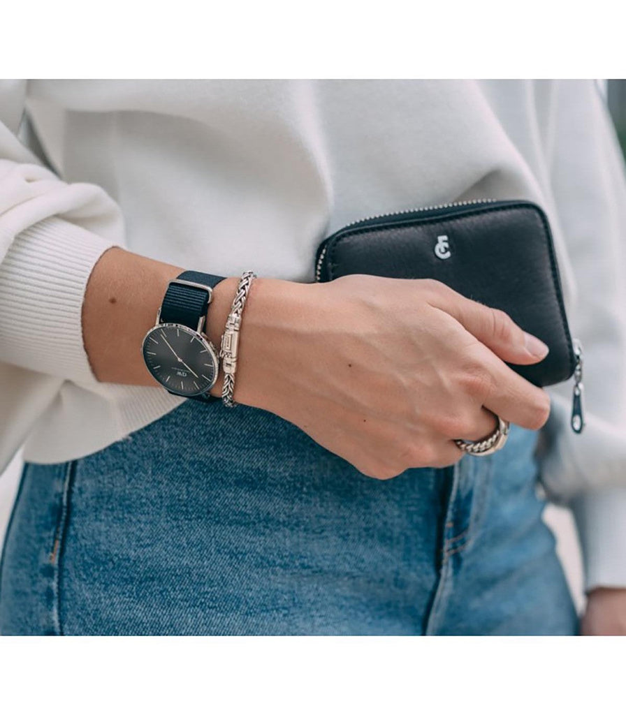 Daniel Wellington Classic Cornwall Quartz Black Dial Black Nylon Strap Watch For Women - DW00100151 Buy Now By Daniel Wellington