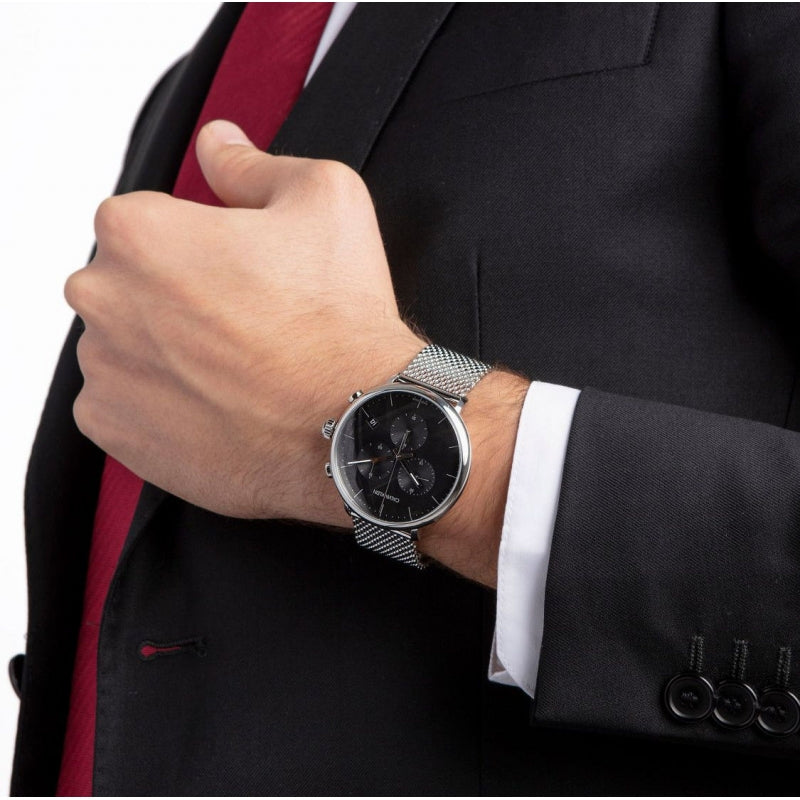 Calvin Klein High Noon Chronograph Black Dial Silver Mesh Bracelet Watch for Men - K8M27121 Buy Now By Calvin Klein