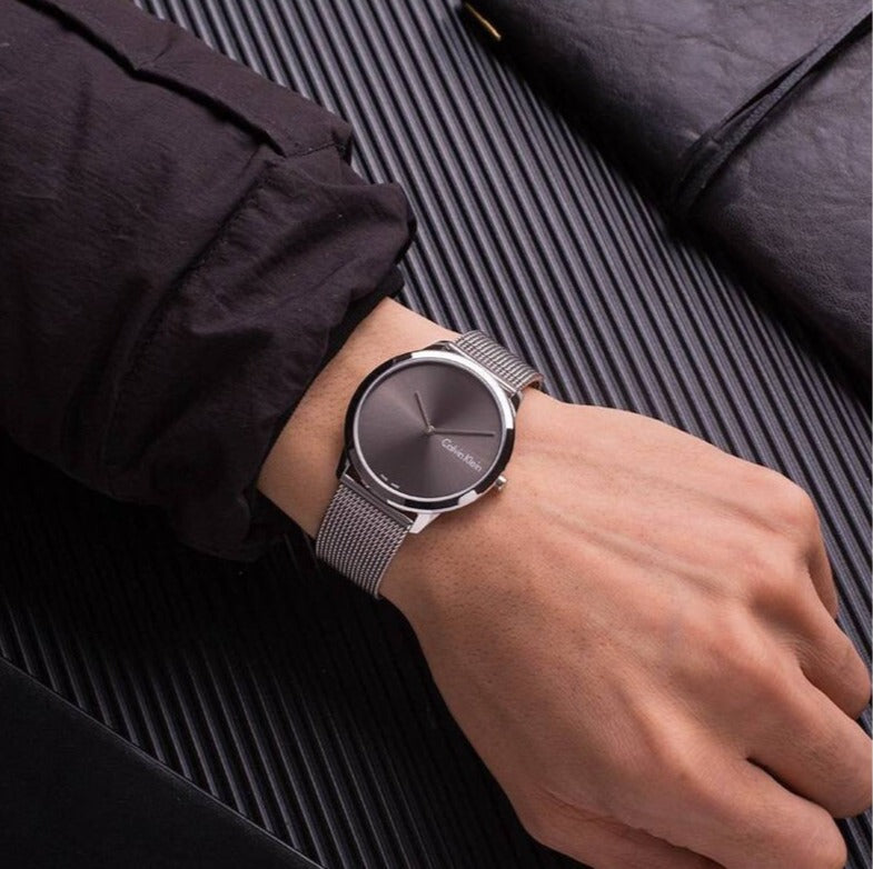 Calvin Klein Minimal Grey Dial Silver Mesh Bracelet Watch for Men - K3M211Y3 Buy Now By Calvin Klein