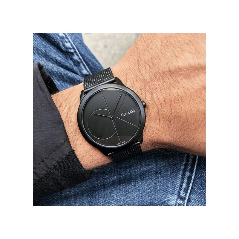 Calvin Klein Minimal Black Dial Black Mesh Bracelet Watch for Men - K3M514B1 Buy Now By Calvin Klein