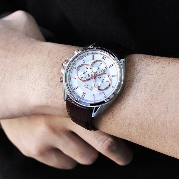 Hugo Boss Driver Quartz Silver Dial Brown Leather Strap Watch For Men - HB1512881 Buy Now By Hugo Boss