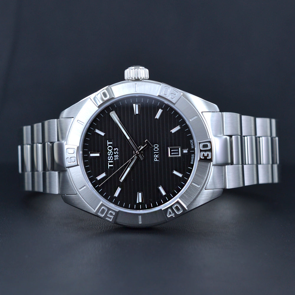 Tissot PR 100 Sport Quartz Black Dial Silver Steel Strap Watch For Men - T101.610.11.051.00 Buy Now By Tissot