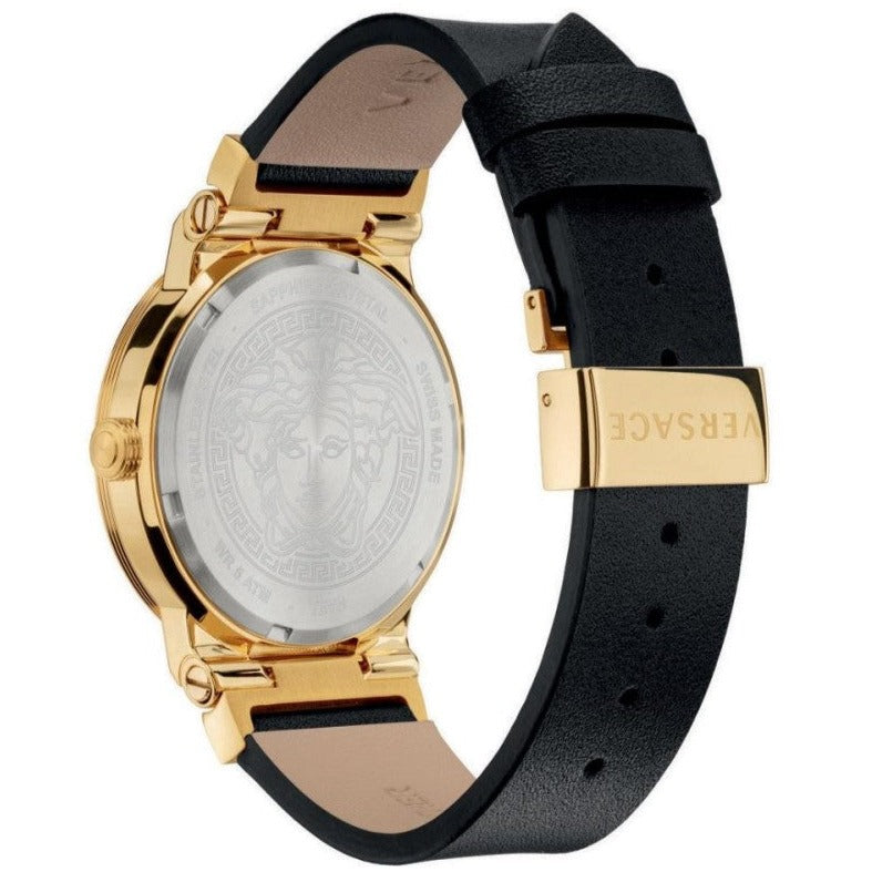 Versace Greca Black Dial Black Leather Strap Watch for Women - VEVH00320 Buy Now By Versace