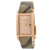 Burberry The Pioneer Rose Gold Dial Haymarket Brown Leather Strap Watch for Women - BU9408 Buy Now By Burberry