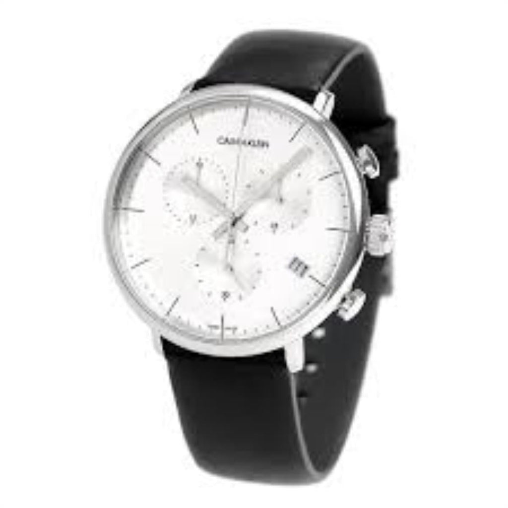 Calvin Klein High Noon Chronograph White Dial Black Leather Strap Watch for Men - K8M271C6 Buy Now By Calvin Klein