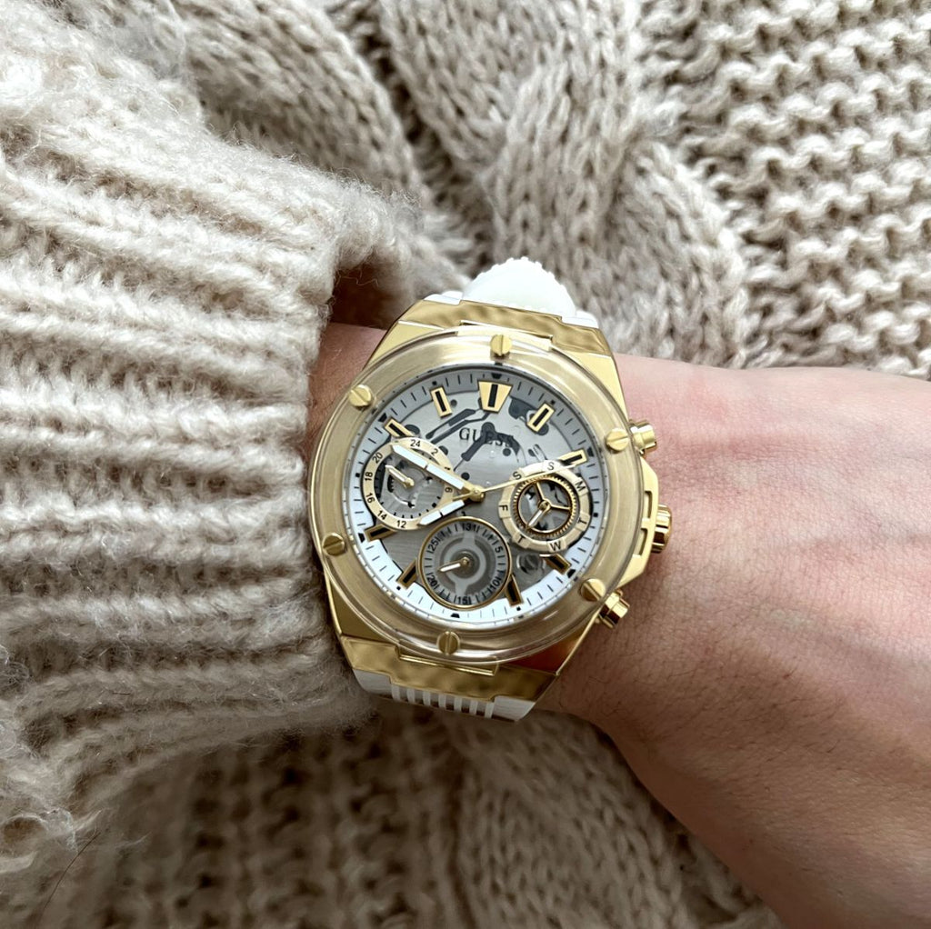 Guess Athena White Dial White Rubber Strap Watch for Women - GW0409L2 Buy Now By Guess
