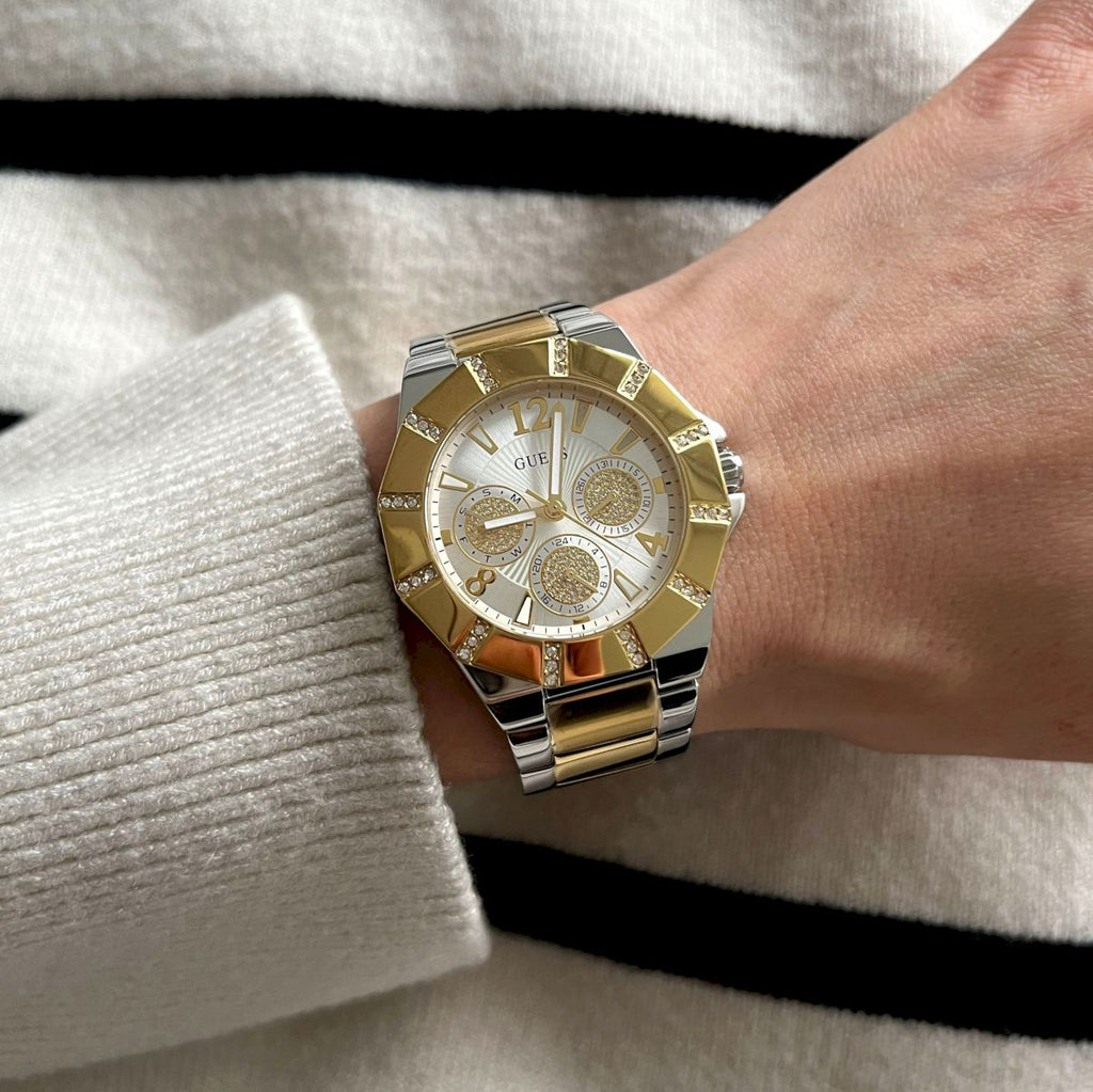 Guess Sunray Multifunction Silver Dial Two Tone Steel Strap Watch for Women - GW0616L2 Buy Now By Guess