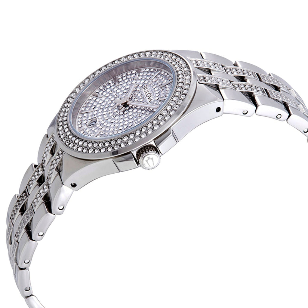 Bulova Crystal Pave Silver Dial Silver Steel Strap Watch for Men - 96B235 Buy Now By Bulova