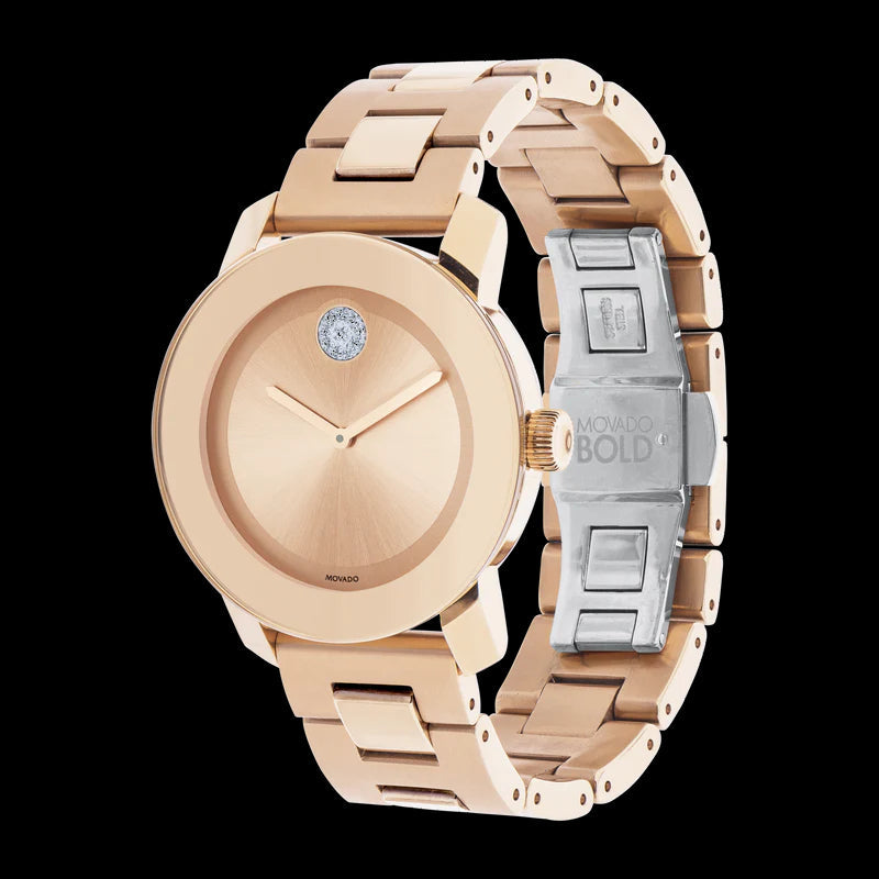 Movado Bold Rose Gold Dial Rose Gold Steel Strap Watch for Women - 3600086 Buy Now By Movado