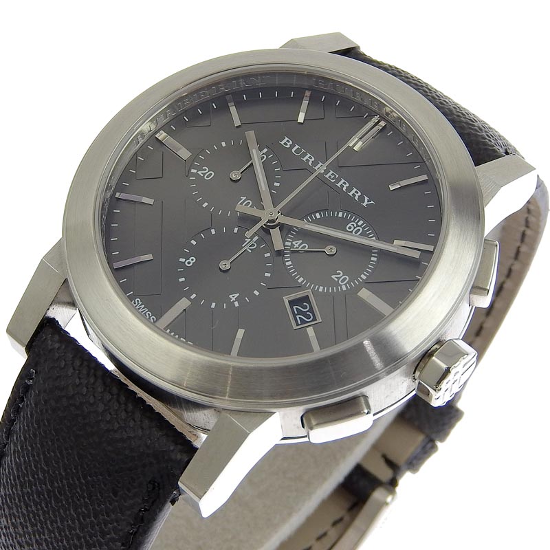 Burberry The City Grey Dial Black Leather Strap Watch for Men - BU9362 Buy Now By Burberry