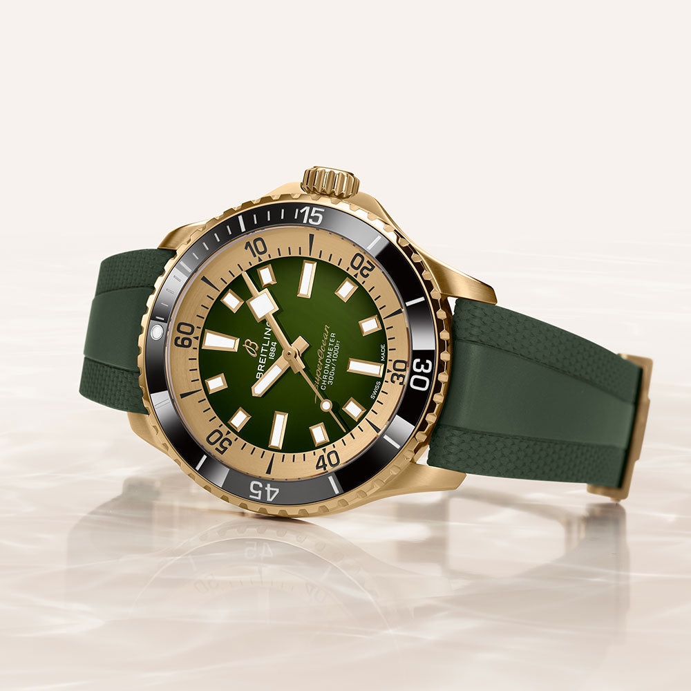 Breitling Superocean Automatic 42 Green Dial Green Rubber Strap Watch for Men - N17375201L1S1 Buy Now By Breitling