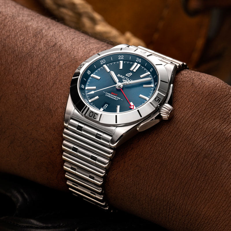 Breitling Chronomat GMT 40 Blue Dial Silver Steel Strap Watch for Men - A32398101C1A1 Buy Now By Breitling