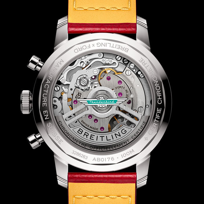 Breitling Top Time B01 Ford Thunderbird White Dial Red Leather Strap Watch for Men - AB01766A1A1X1 Buy Now By Breitling