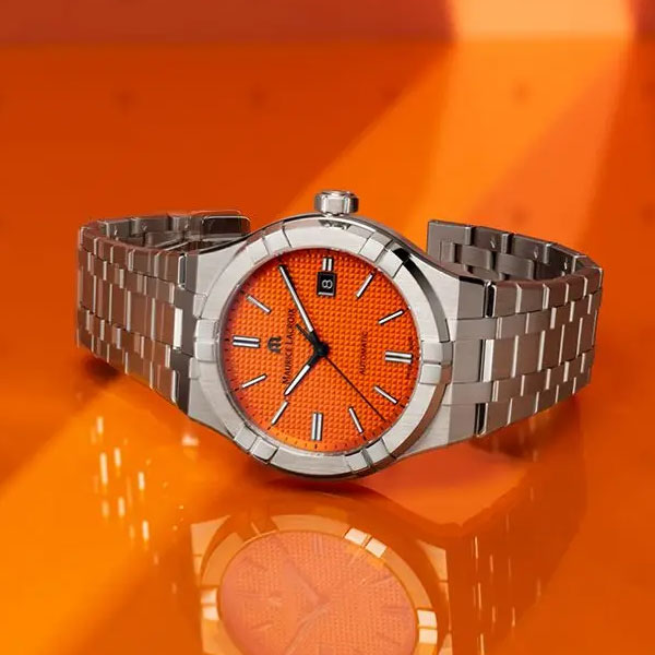 Maurice Lacroix Aikon Limited Edition Automatic Date Orange Dial Silver Steel Strap Watch For Men - AI6008-SS00F-530-1 Buy Now By Maurice Lacroix
