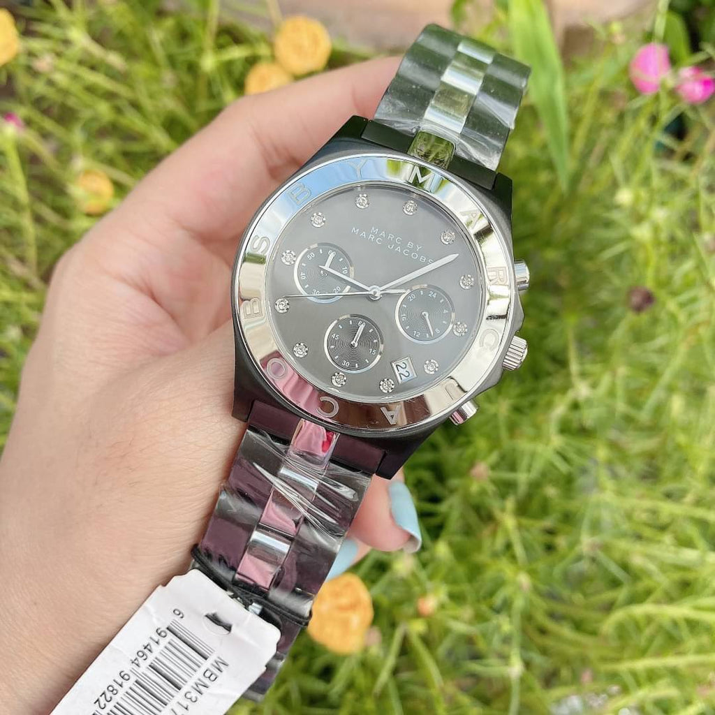 Marc Jacobs Blade Chronograph Black Dial Two Tone Steel Strap Watch for Women - MBM3179 Buy Now By Marc Jacobs