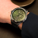 Tommy Hilfiger Asher Chronograph Green Dial Black Leather Strap Watch For Men - 1791856 Buy Now By Tommy Hilfiger