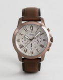 Fossil Grant Chronograph White Dial Brown Leather Strap Watch for Men - FS5344 Buy Now By Fossil