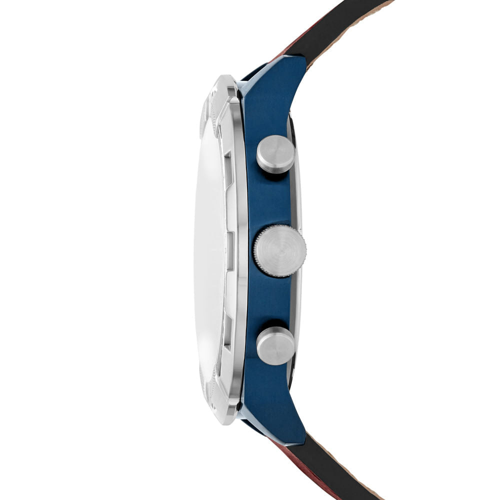 Fossil Bronson Chronograph Luggage Blue Dial Brown Leather Strap Watch for Men - FS5829 Buy Now By Fossil