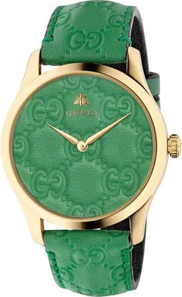 Gucci G Timeless Quartz Green Dial Green Leather Strap Watch For Women - YA1264099 Buy Now By Gucci