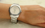 Guess Cubed Analog Silver Dial Silver Steel Strap Watch For Women - GW0606L1