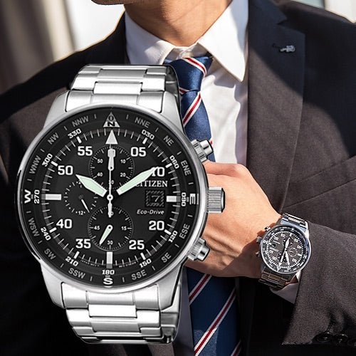 Citizen Eco Drive Chronograph Black Dial Silver Steel Strap Watch For Men - CA0690-88E Buy Now By Citizen
