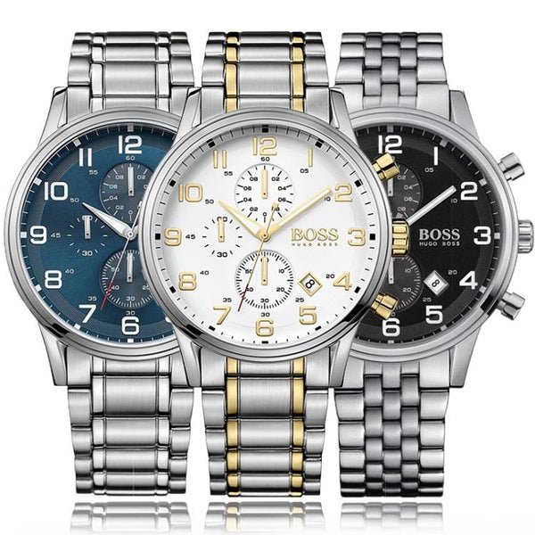 Hugo Boss Areoliner Chronograph White Dial Two Tone Steel Strap Watch for Men - 1513236 Buy Now By Hugo Boss