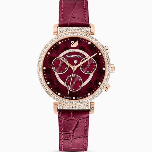 Swarovski Spring Flower Chronograph Red Dial Red Leather Strap Watch for Women - 5598689 Buy Now By Swarovski