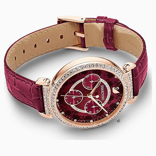 Swarovski Spring Flower Chronograph Red Dial Red Leather Strap Watch for Women - 5598689 Buy Now By Swarovski