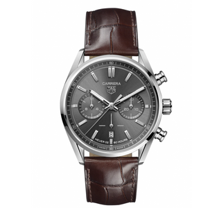 Tag Heuer Carrera Chronograph Grey Dial Brown Leather Strap Watch for Men - CBN2012.FC6483 Buy Now By Tag Heuer