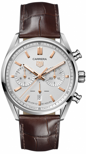 Tag Heuer Carrera Chronograph White Dial Brown Leather Strap Watch for Men - CBN2013.FC6483 Buy Now By Tag Heuer