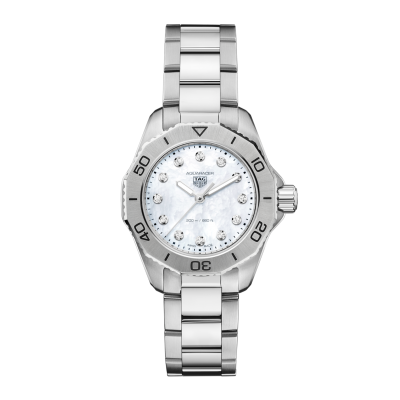 Tag Heuer Aquaracer Diamonds Mother of Pearl Dial Silver Steel Strap Watch for Women - WBD1414.BA0741 Buy Now By Tag Heuer
