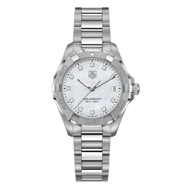 Tag Heuer Aquaracer Diamonds Mother of Pearl Dial Silver Steel Strap Watch for Women - WBD1414.BA0741 Buy Now By Tag Heuer