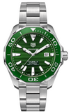 Tag Heuer Aquaracer Calibre 5 Green Dial Silver Steel Strap Watch for Men - WAY201S.BA0927 Buy Now By Tag Heuer