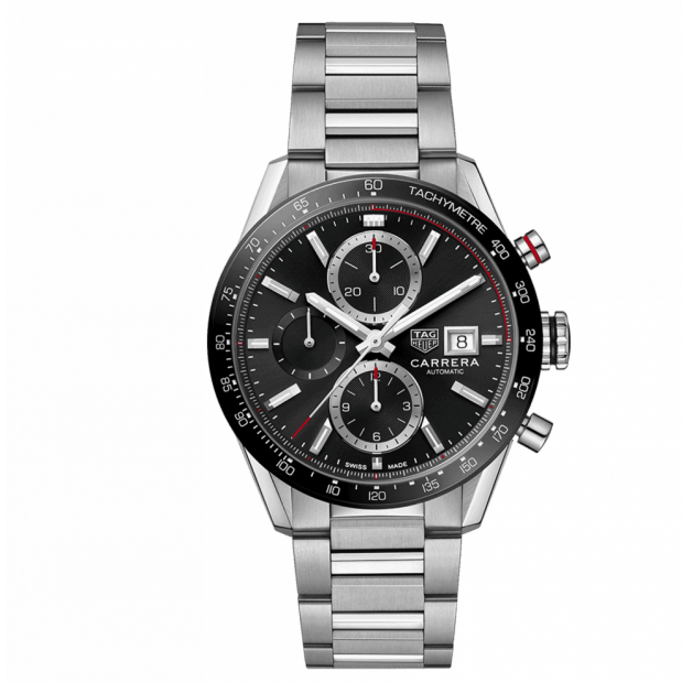 Tag Heuer Carrera Automatic Chronograph Black Dial Silver Steel Strap Watch for Men - CBM2110.BA0651 Buy Now By Tag Heuer