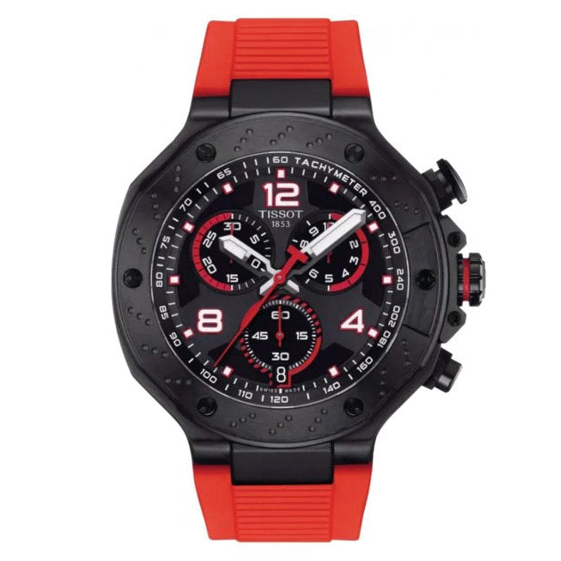Tissot T Race Chronograph Black Dial Red Rubber Strap Watch For Men - T141.417.37.057.01 Buy Now By Tissot