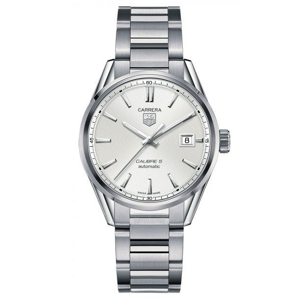 Tag Heuer Carrera Automatic Caliber 5 White Dial Silver Steel Strap Watch for Men - WAR211B.BA0782 Buy Now By Tag Heuer