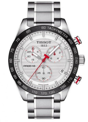 Tissot T Sport PRS 516 Chronograph White Dial Silver Steel Strap Watch For Men - T100.417.11.031.00 Buy Now By Tissot