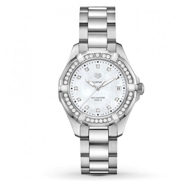 Tag Heuer Aquaracer Diamonds Mother of Pearl White Dial Silver Steel Strap Watch for Women - WBD131C.BA0748 Buy Now By Tag Heuer