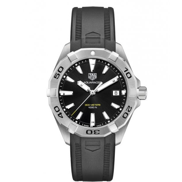 Tag Heuer Aquaracer Quartz Black Dial Black Rubber Strap Watch for Men - WBD1110.FT8021 Buy Now By Tag Heuer