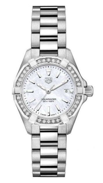 Tag Heuer Aquaracer Diamonds Mother of Pearl White Dial Silver Steel Strap Watch for Women - WBD1413.BA0741 Buy Now By Tag Heuer