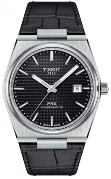 Tissot PRX Powermatic 80 Black Dial Black Leather Strap Watch for Men - T137.407.16.051.00 Buy Now By Tissot