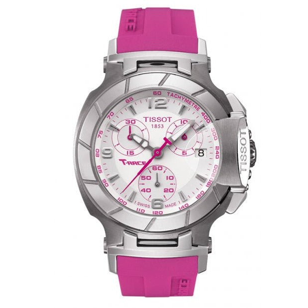 Tissot T Race Chronograph White Dial Pink Rubber Strap Watch for Women - T048.217.17.017.01 Buy Now By Tissot