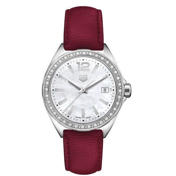 Tag Heuer Formula 1 Quartz Mother of Pearl Dial Red Leather Strap Watch for Women - WBJ131A.FC8253 Buy Now By Tag Heuer