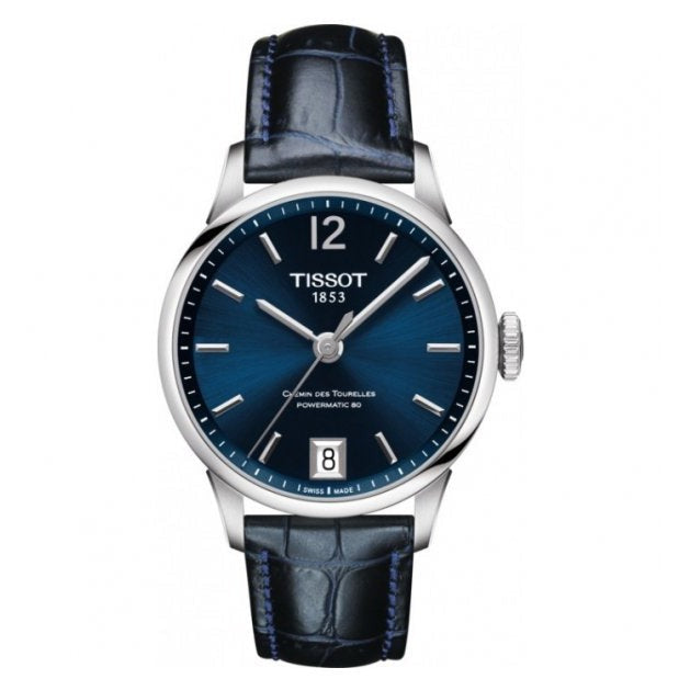 Tissot Chemin Des Tourelles Powermatic 80 Lady Blue Dial Blue Leather Strap Watch For Women - T099.207.16.047.00 Buy Now By Tissot